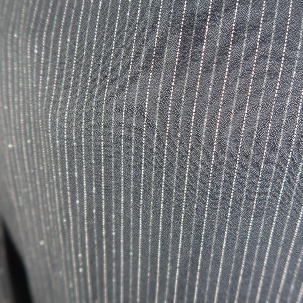 Vintage 90s Fattaneh Bahari Black Sparkle Pinstripe Long Duster Blazer Jacket 10 - Picture 7 of 7